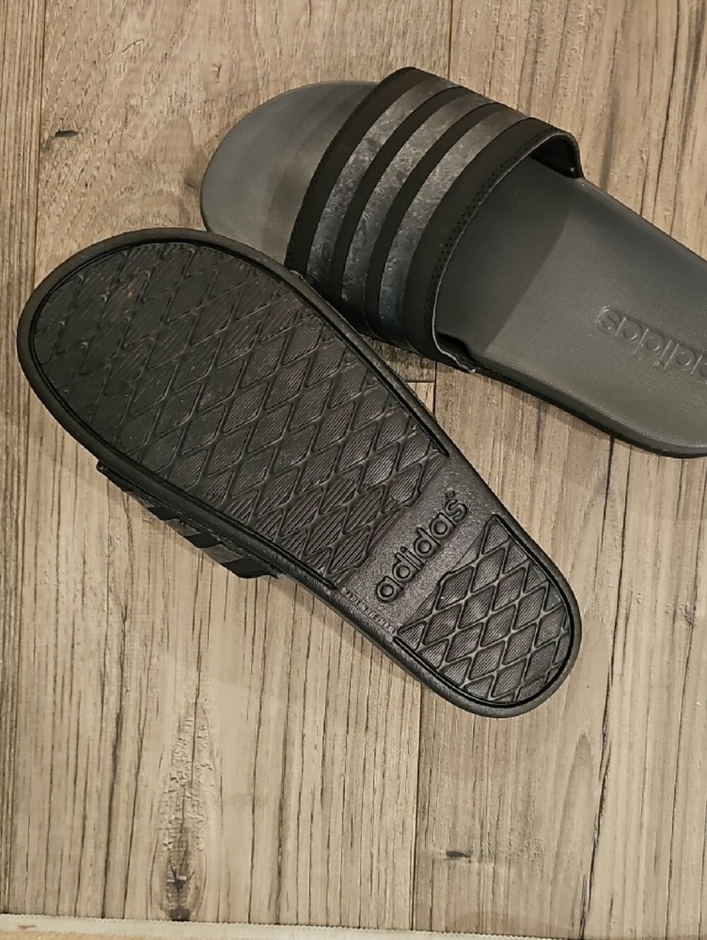 adidas Men’s Gray and Black Slide Sandals - Picture 2 of 5